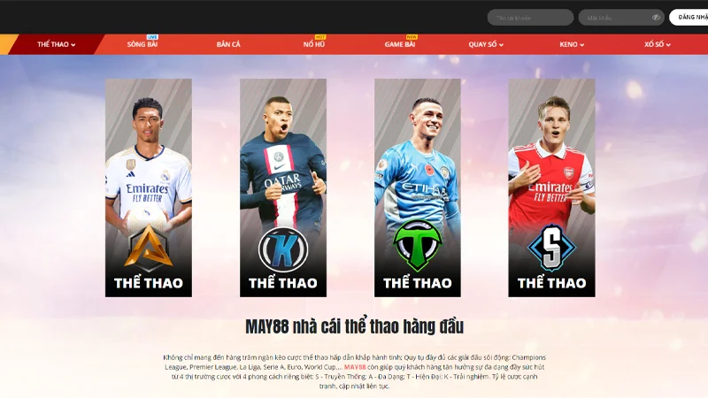 gioi thieu 2 Sảnh cược thể thao May88 luôn được bet thủ lựa chọn
