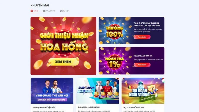 khuyen mai may88 2 Vô số khuyến mãi hot cho mọi thành viên May88